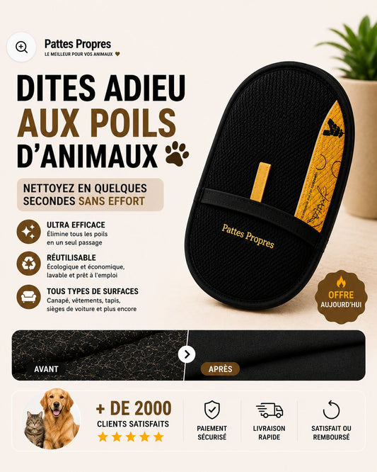 Gant Pattes Propres™ — Élimine les poils en 30 secondes